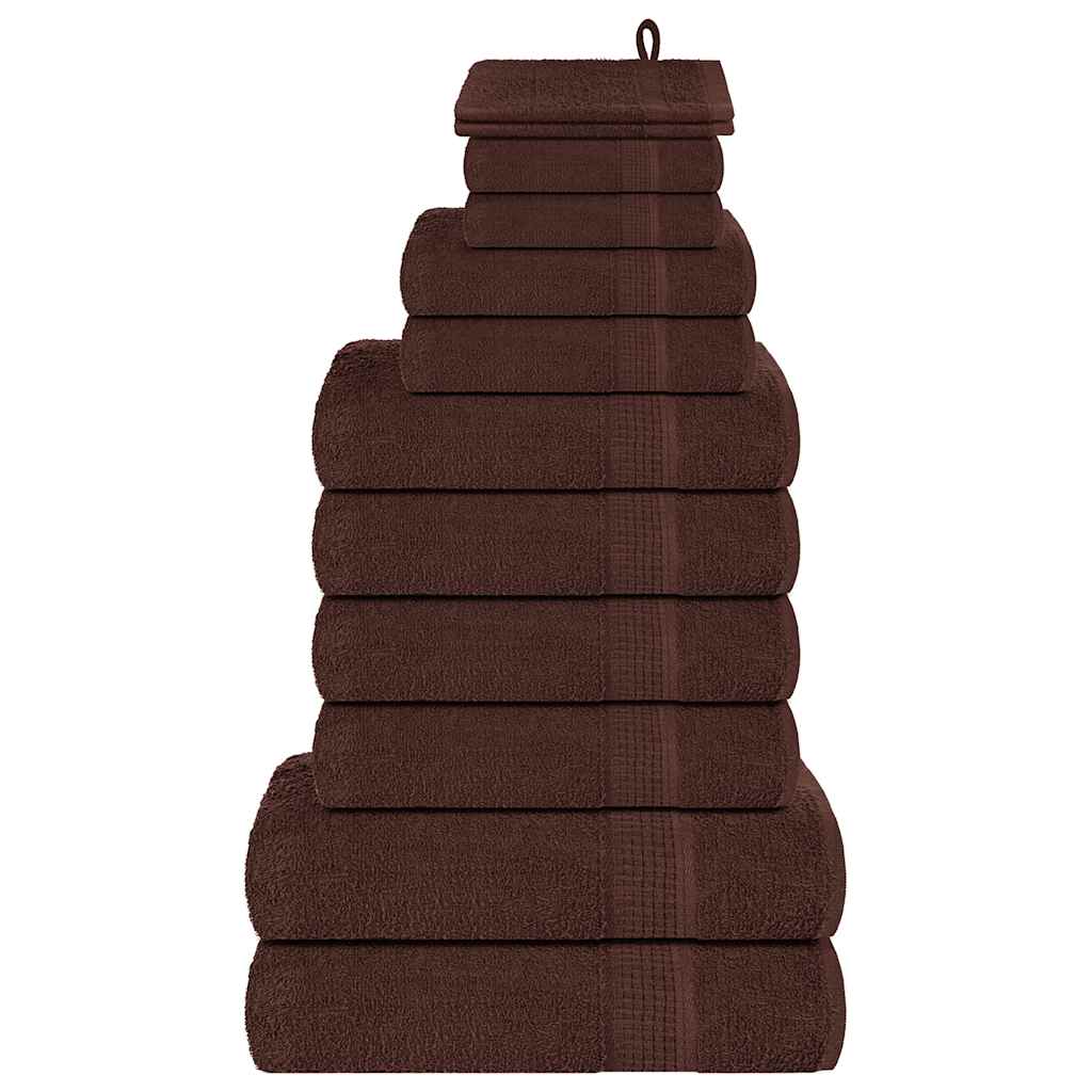 vidaXL 12-cz. zestaw ręczników, FROGN, brązowy, 360 g/m²