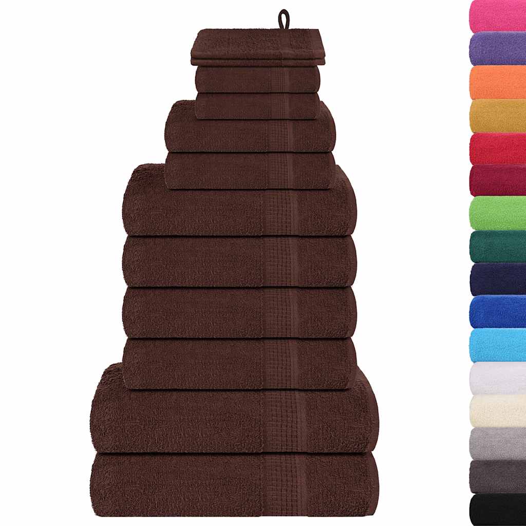 vidaXL 12-cz. zestaw ręczników, FROGN, brązowy, 360 g/m²
