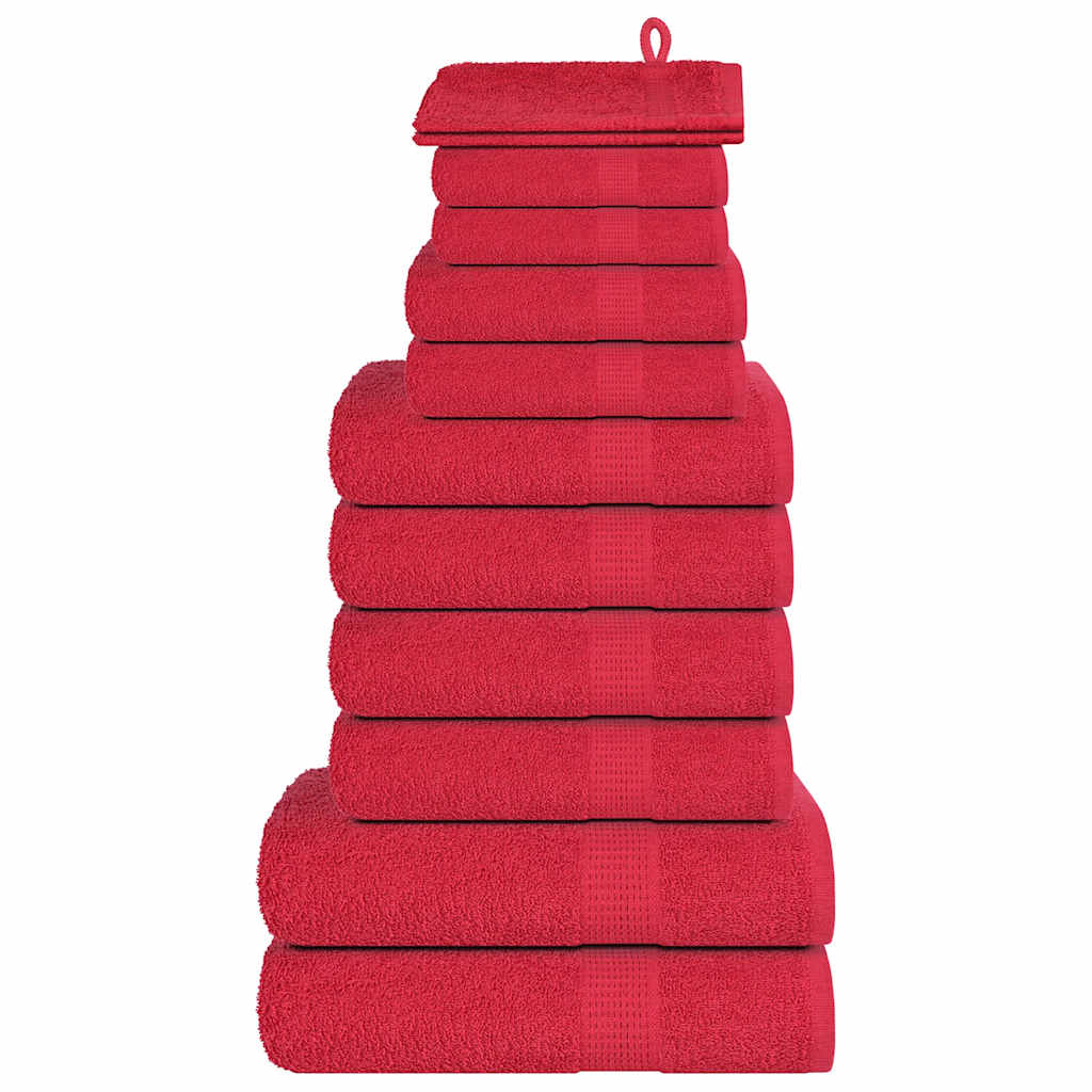 vidaXL 12-cz. zestaw ręczników, FROGN, czerwony, 360 g/m²