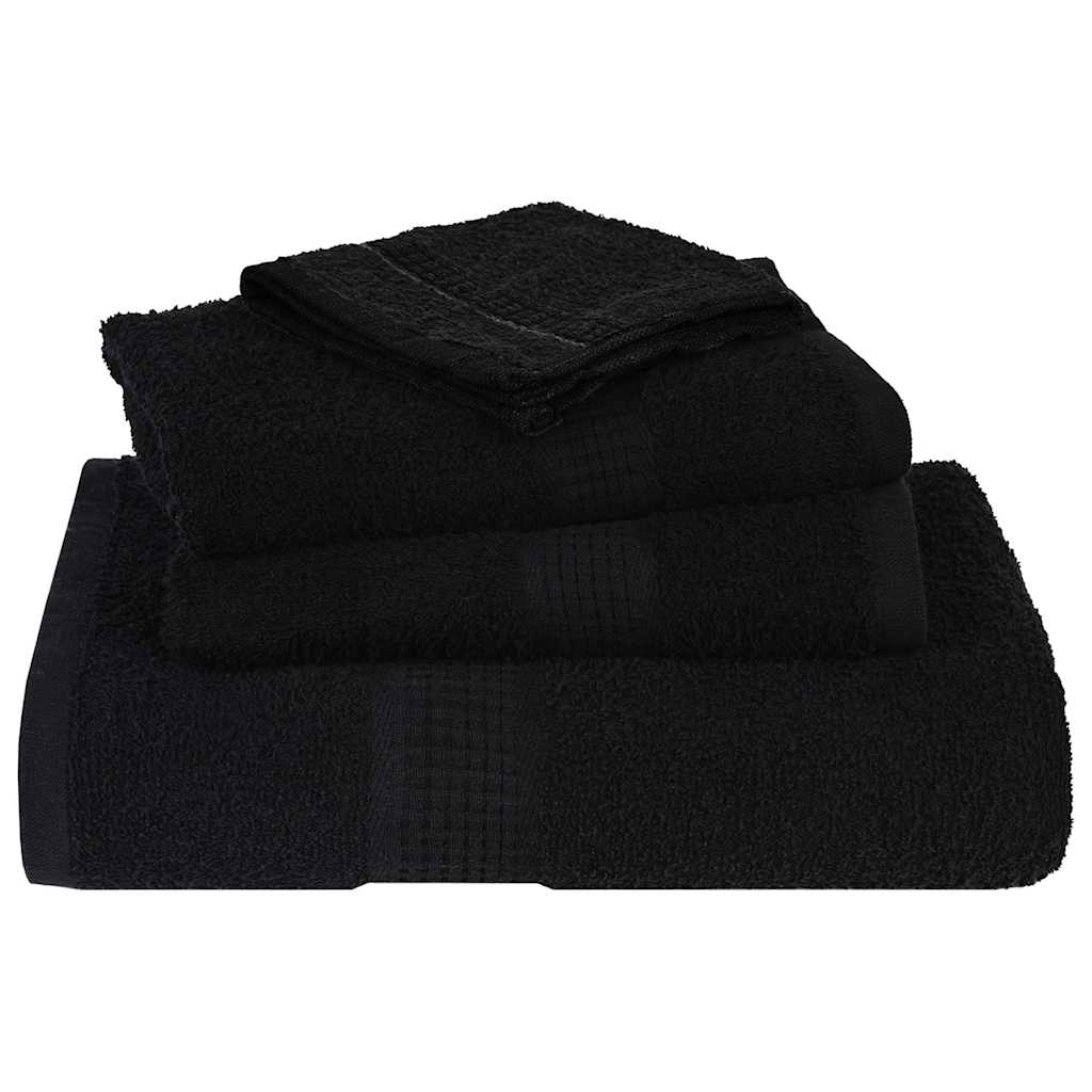 vidaXL 12-cz. zestaw ręczników, FROGN, czarny, 360 g/m²