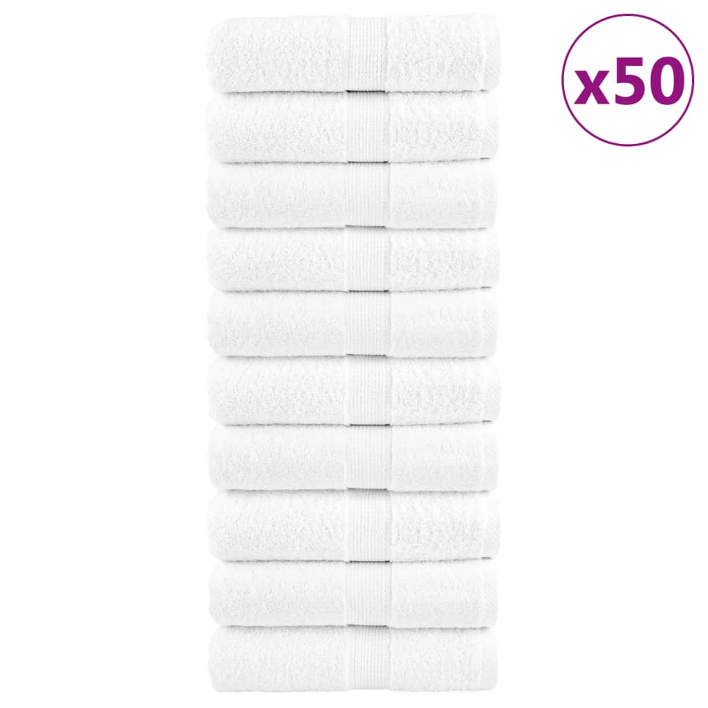 vidaXL Ręczniczki premium, SOLUND, 50 szt., białe, 15x21 cm, 600 g/m²