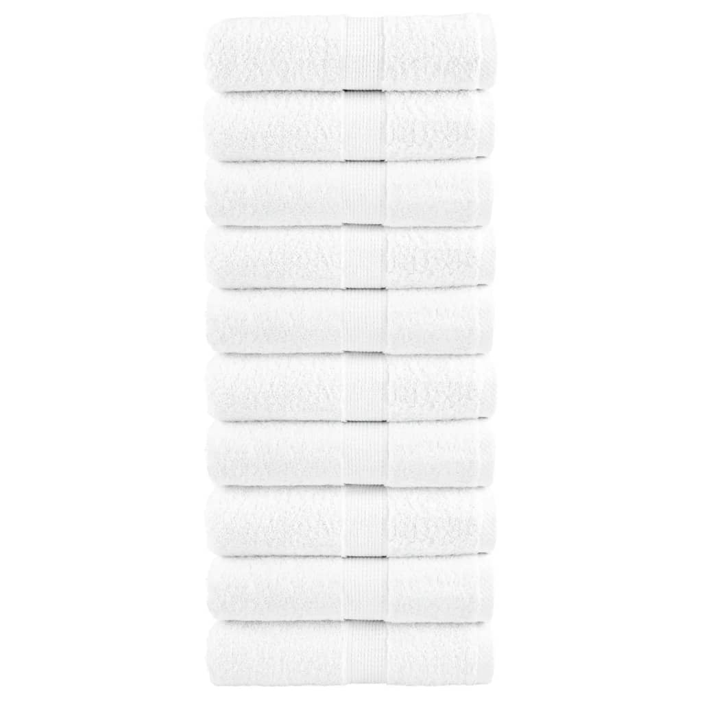 vidaXL Ręczniki myjące premium, SOLUND 10 szt., białe, 30 x 30 cm, 600 g/m²