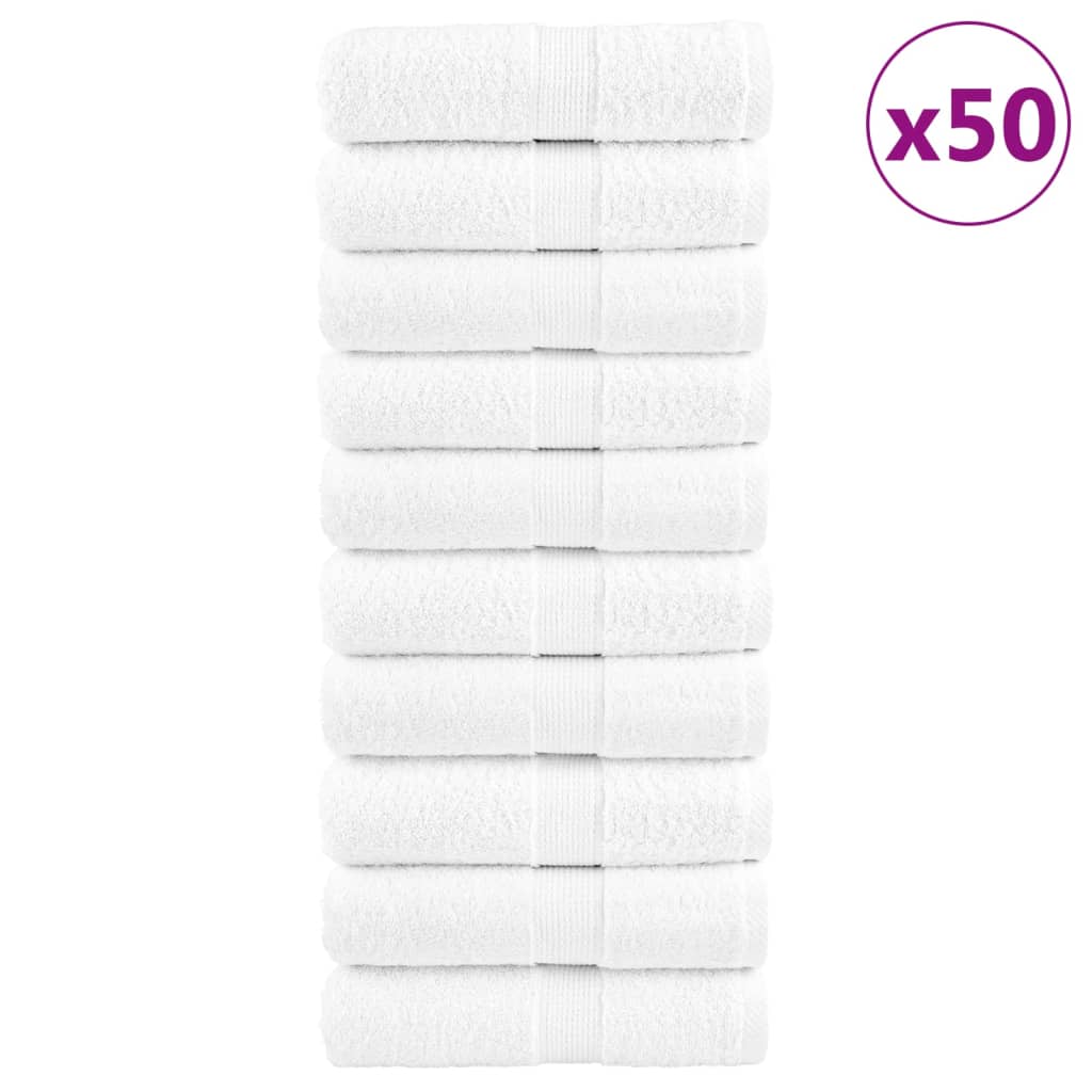vidaXL Ręczniki toaletowe Premium, SOLUND 50 szt., białe, 30 x 30 cm, 600 g/m²