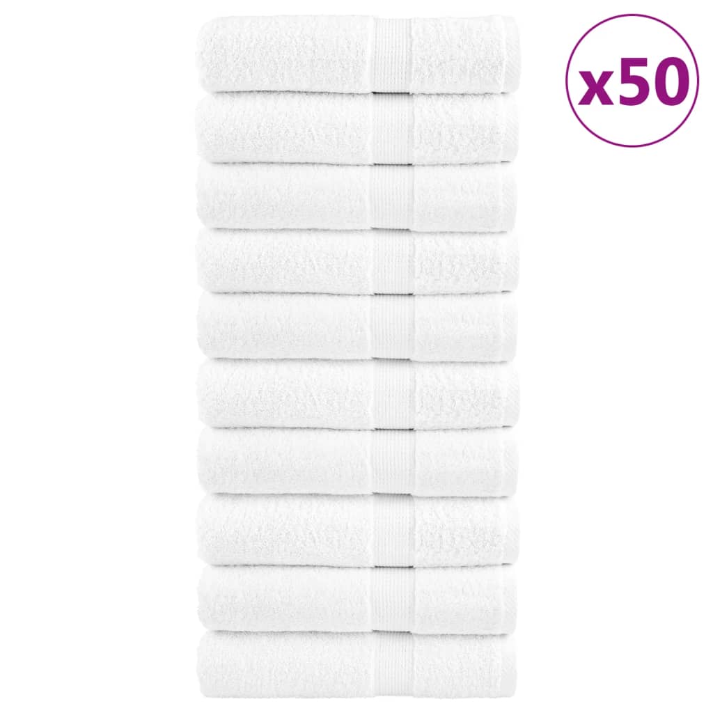 vidaXL Ręczniki premium, SOLUND, 50 szt., białe, 50x100 cm, 600 g/m²
