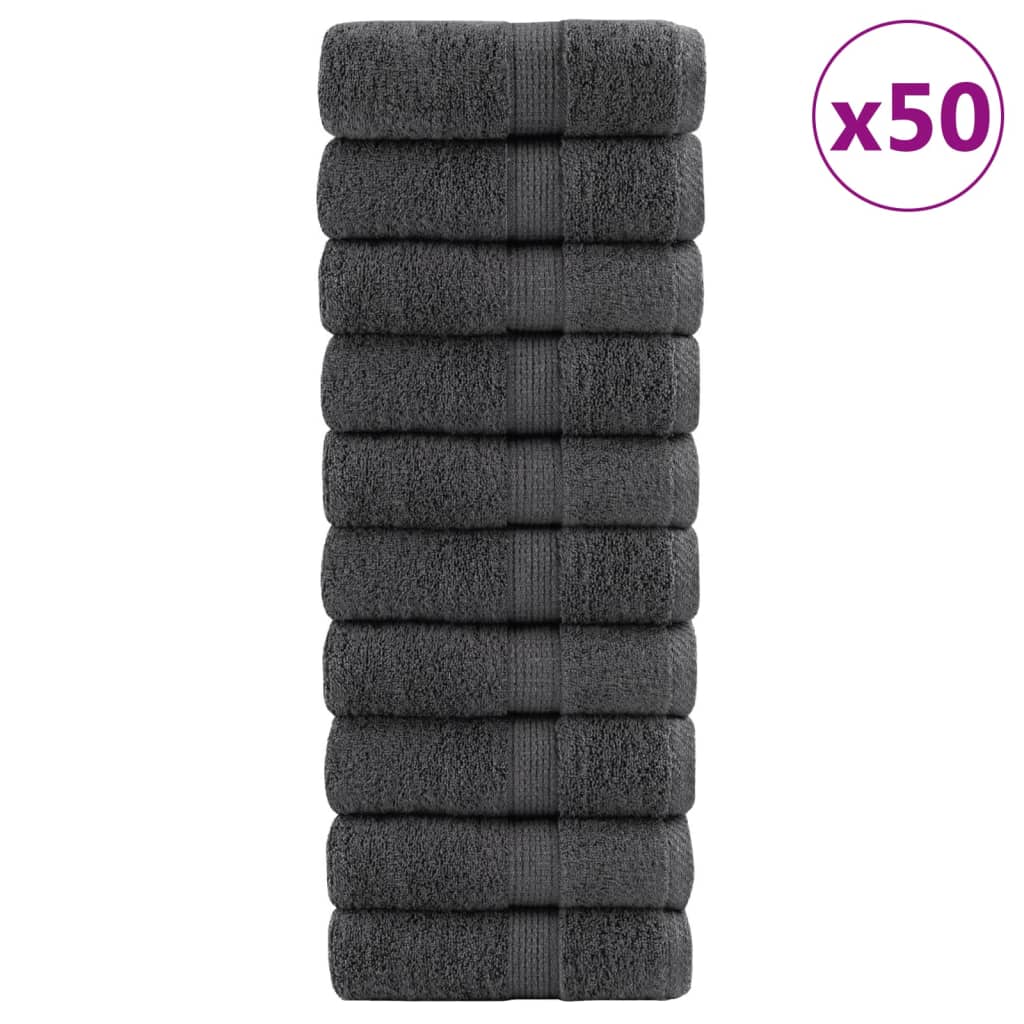vidaXL Ręczniki premium, SOLUND, 50 szt., antracytowe, 15x21 cm, 600 g/m²