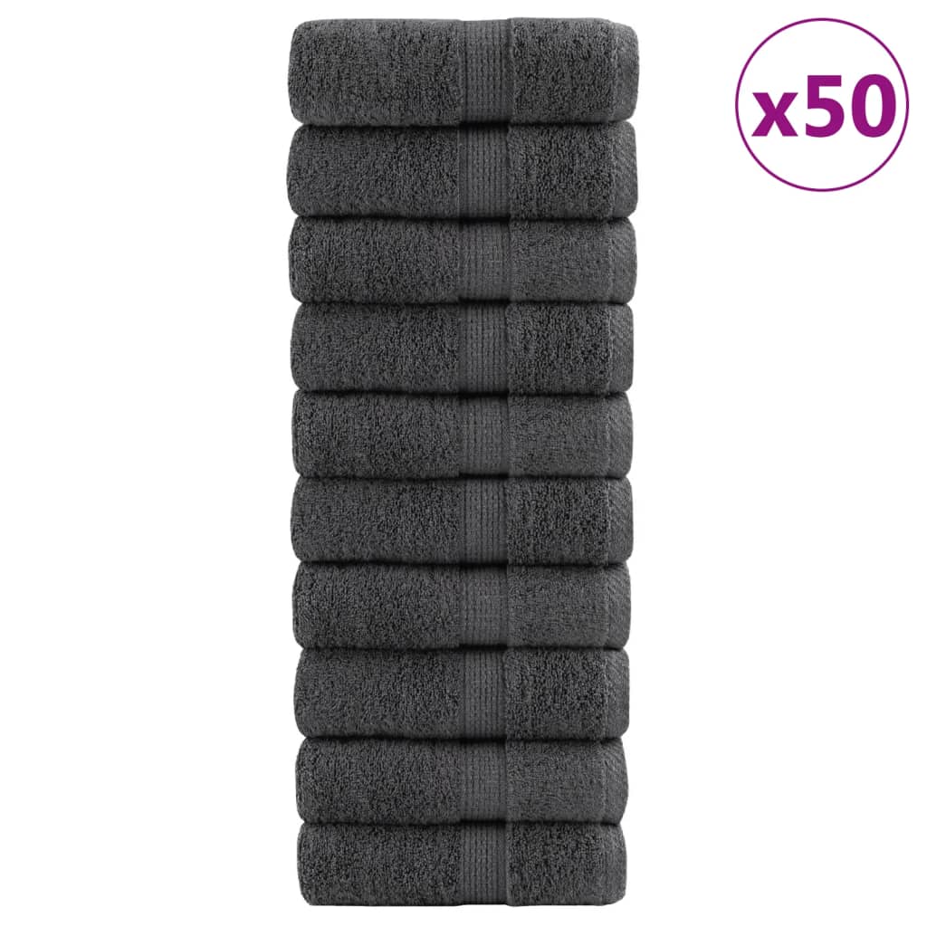 vidaXL Ręczniki toaletowe Premium, SOLUND 50 szt. Antracyt 30x30cm 600 g/m²
