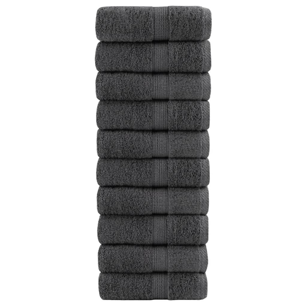 vidaXL Ręczniczki premium, SOLUND, 10 szt., antracytowe, 30x50 cm, 600 g/m²