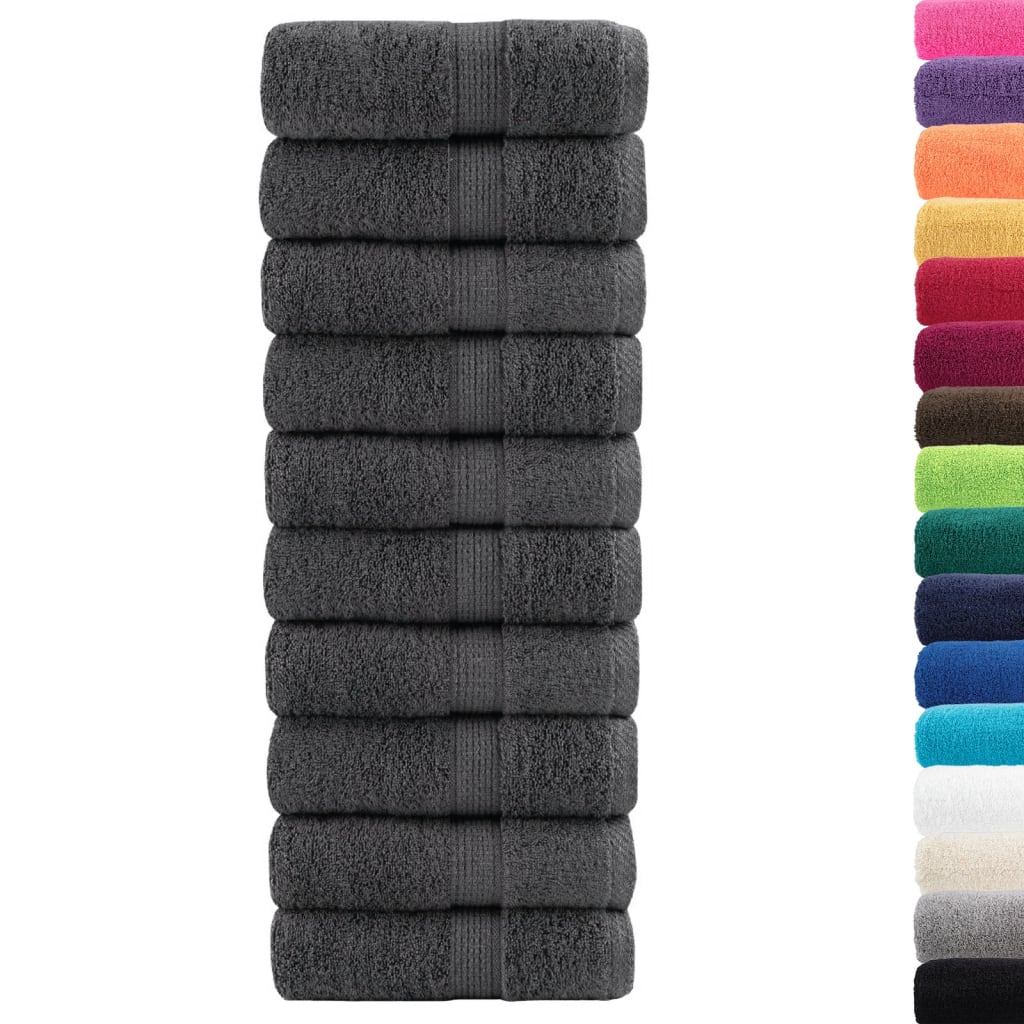 vidaXL Ręczniczki premium, SOLUND, 10 szt., antracytowe, 30x50 cm, 600 g/m²