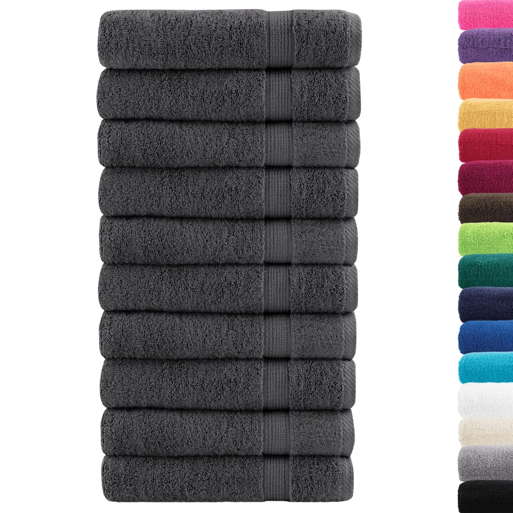 vidaXL Ręczniki premium, SOLUND, 10 szt., antracytowe, 50x100 cm, 600 g/m²