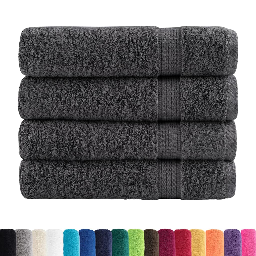 vidaXL Ręczniki premium, SOLUND, 4 szt., antracytowe, 70x140 cm, 600 g/m²