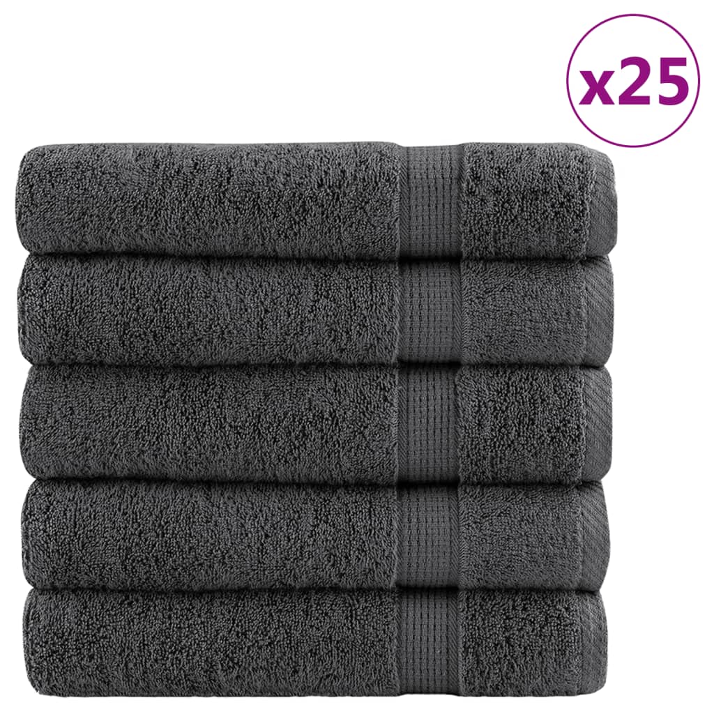 vidaXL Ręczniki premium, SOLUND, 25 szt., antracytowe, 70x140 cm, 600 g/m²