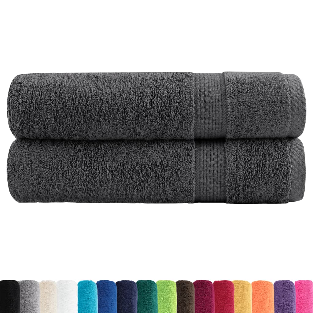 vidaXL Ręczniki premium, SOLUND, 2 szt., antracytowe, 100x150 cm, 600 g/m²