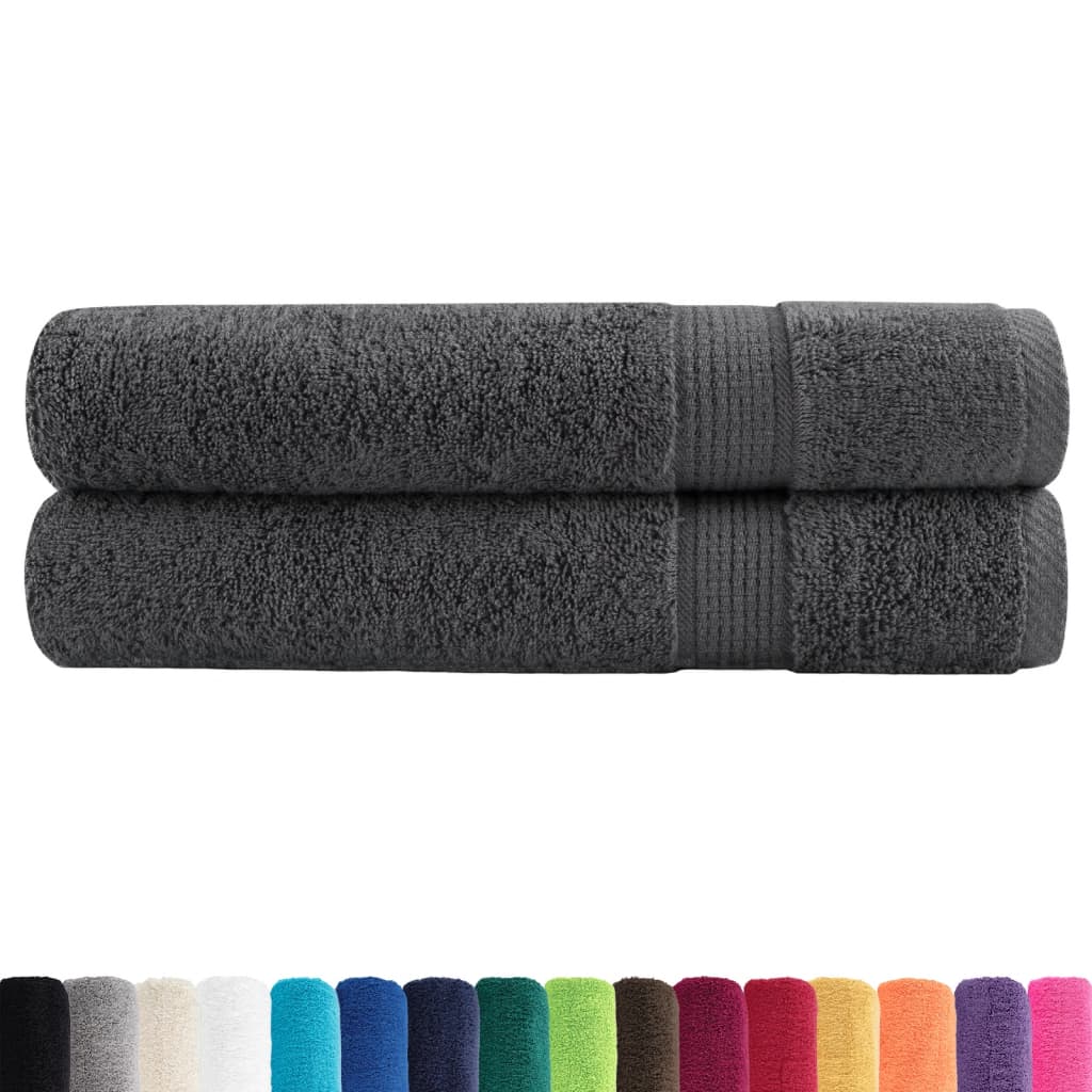 vidaXL Ręczniki premium, SOLUND, 2 szt., antracytowe, 100x200 cm, 600 g/m²