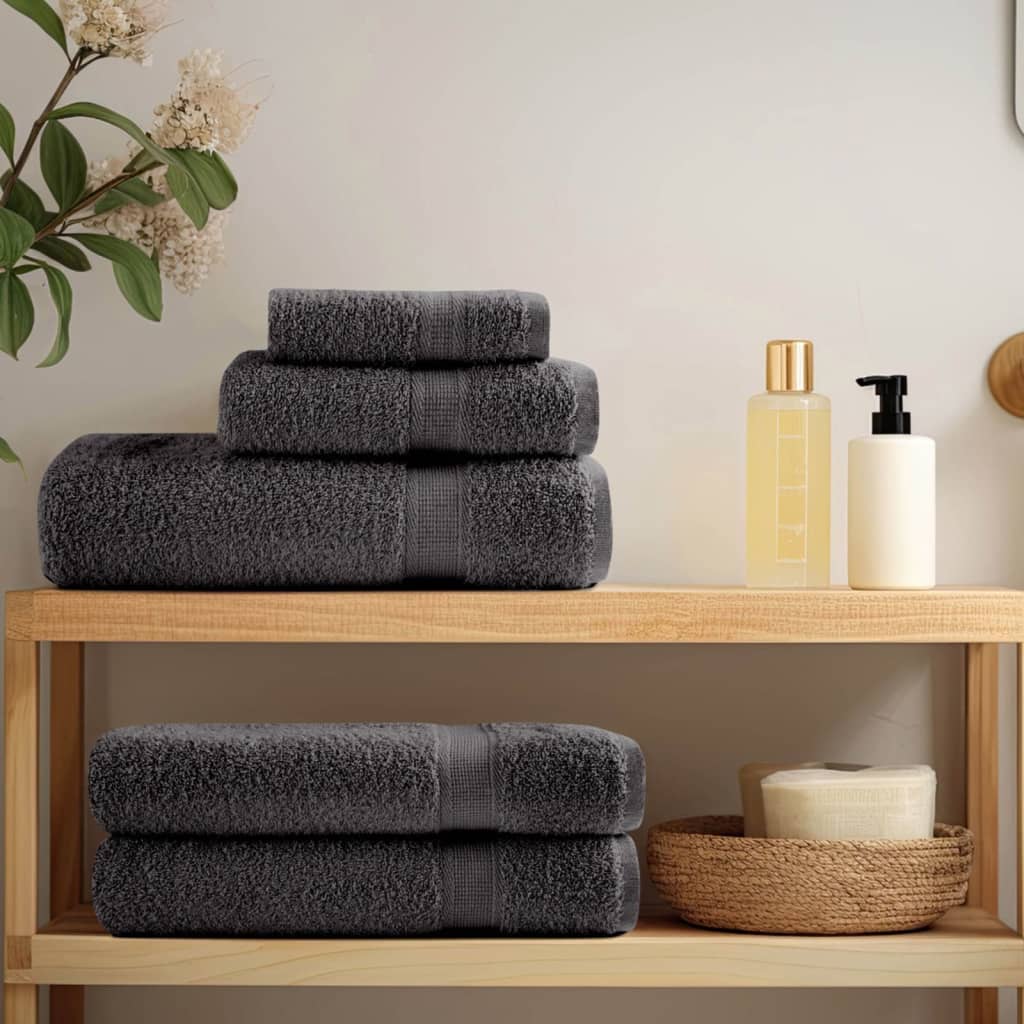 vidaXL Ręczniki premium, SOLUND, 2 szt., antracytowe, 100x200 cm, 600 g/m²