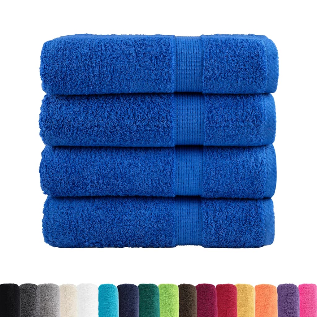 vidaXL Ręczniki premium, SOLUND, 4 szt., niebieskie, 100x150 cm, 600 g/m²