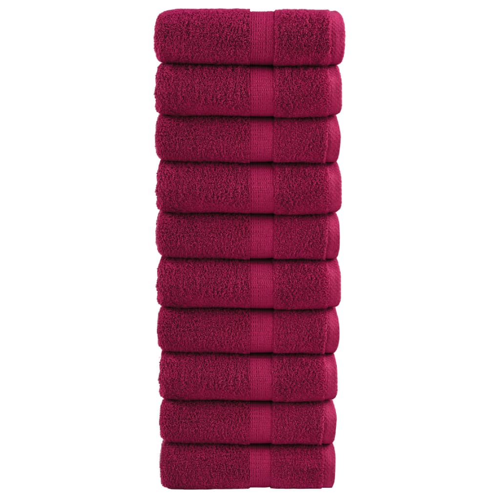 vidaXL Ręczniki toaletowe Premium, SOLUND 10 szt. Bordeaux 30x30cm 600 g/m²
