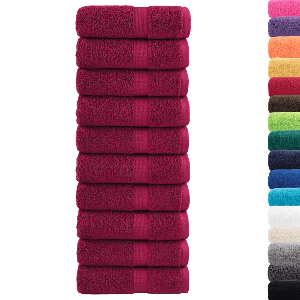 vidaXL Ręczniki toaletowe Premium, SOLUND 10 szt. Bordeaux 30x30cm 600 g/m²
