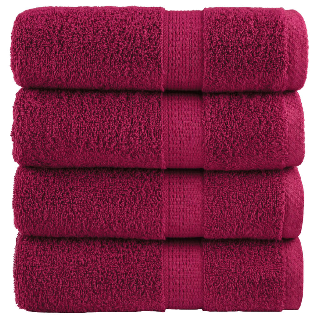 vidaXL Ręczniczki premium, SOLUND, 4 szt., bordowe, 30x50 cm, 600 g/m²