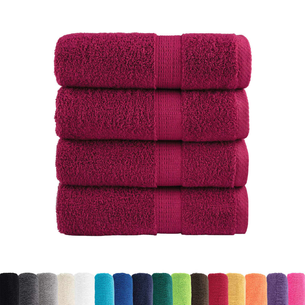 vidaXL Ręczniczki premium, SOLUND, 4 szt., bordowe, 30x50 cm, 600 g/m²