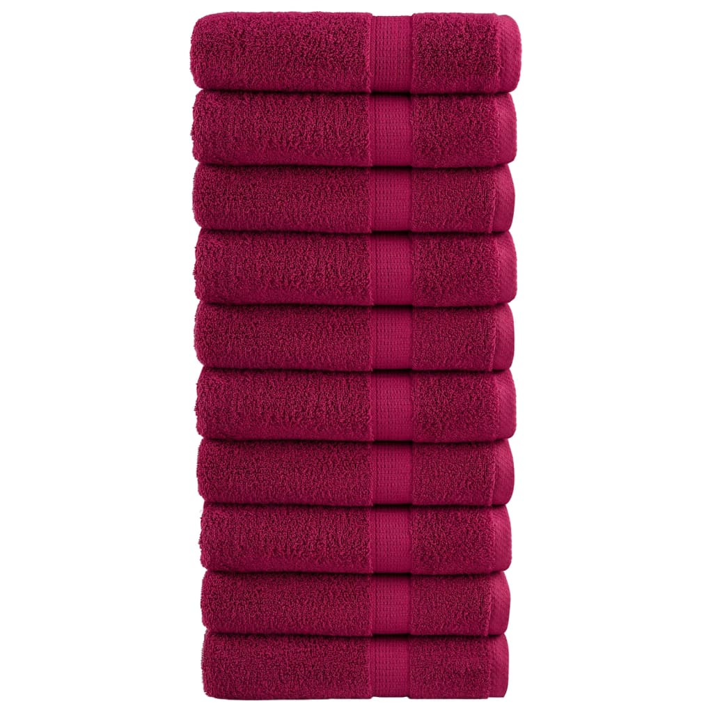 vidaXL Ręczniki premium, SOLUND, 10 szt., bordowe, 50x100 cm, 600 g/m²