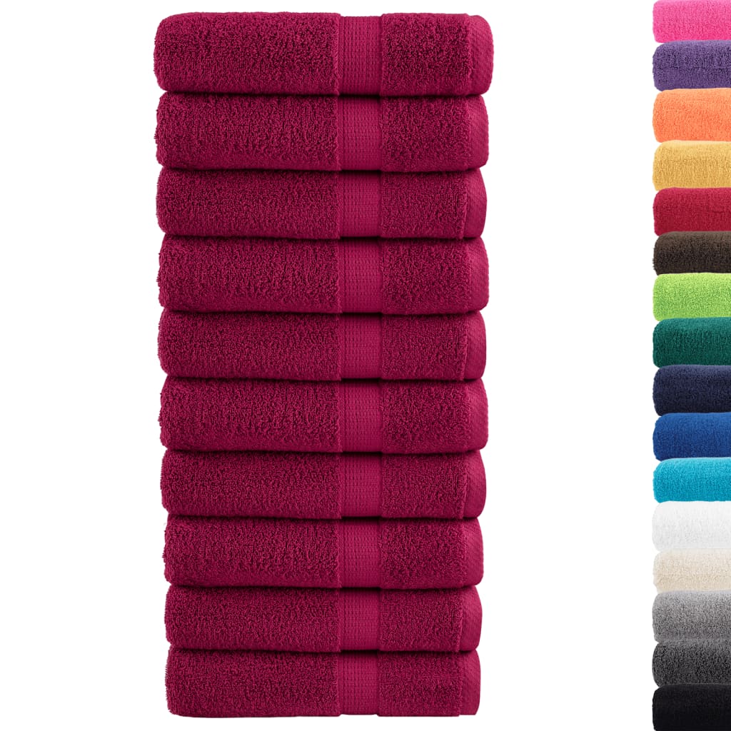 vidaXL Ręczniki premium, SOLUND, 10 szt., bordowe, 50x100 cm, 600 g/m²