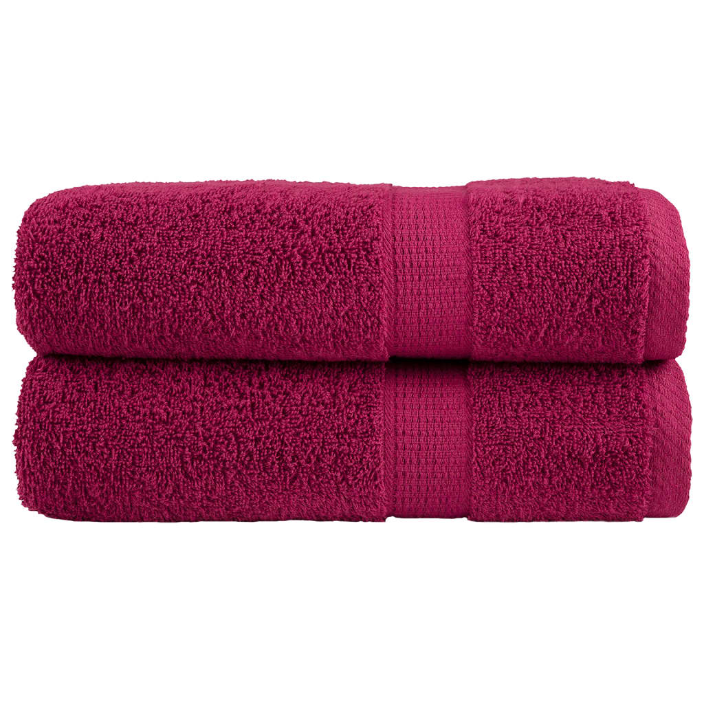 vidaXL Ręczniki premium, SOLUND, 2 szt., bordowe, 100x150 cm, 600 g/m²