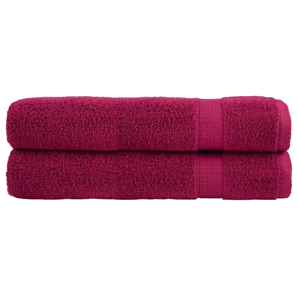 vidaXL Ręczniki premium, SOLUND, 2 szt., bordowe, 100x200 cm, 600 g/m²