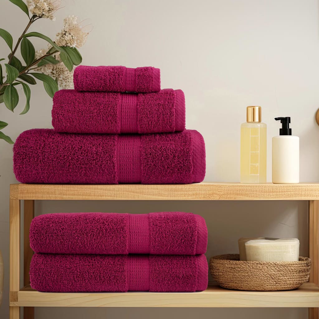 vidaXL Ręczniki premium, SOLUND, 2 szt., bordowe, 100x200 cm, 600 g/m²