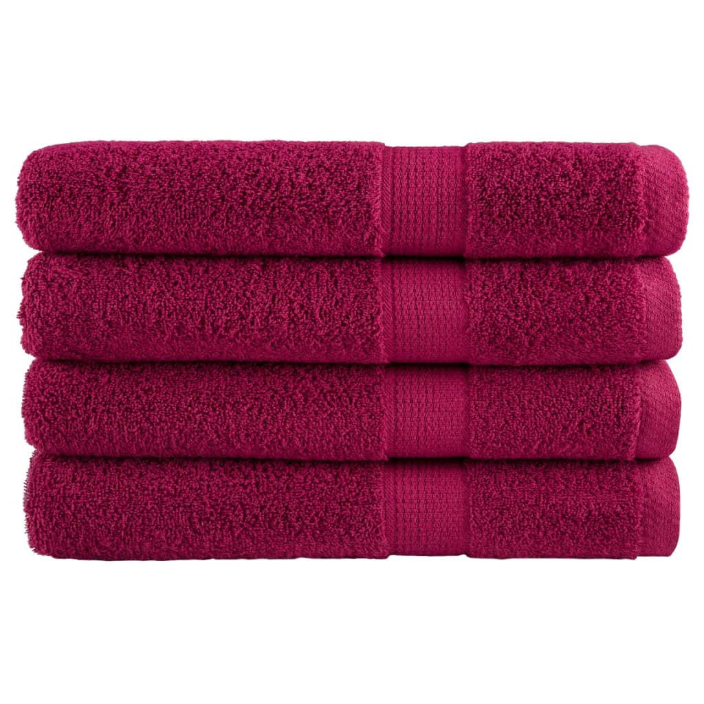 vidaXL Ręczniki premium, SOLUND, 4 szt., bordowe, 100x200 cm, 600 g/m²