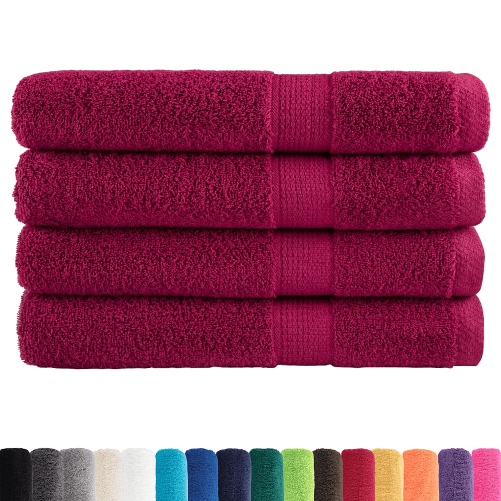 vidaXL Ręczniki premium, SOLUND, 4 szt., bordowe, 100x200 cm, 600 g/m²