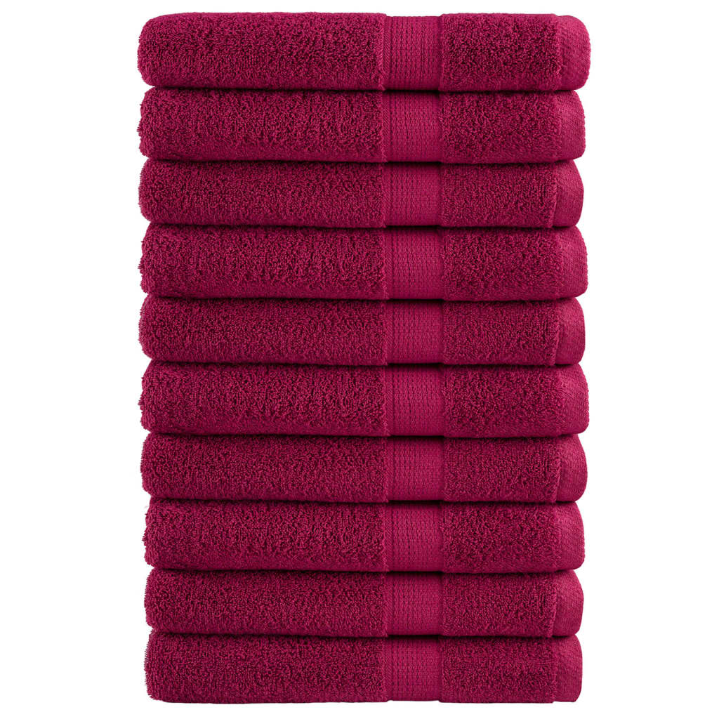 vidaXL Ręczniki premium, SOLUND 10 szt., bordowe, 100x200 cm, 600 g/m²