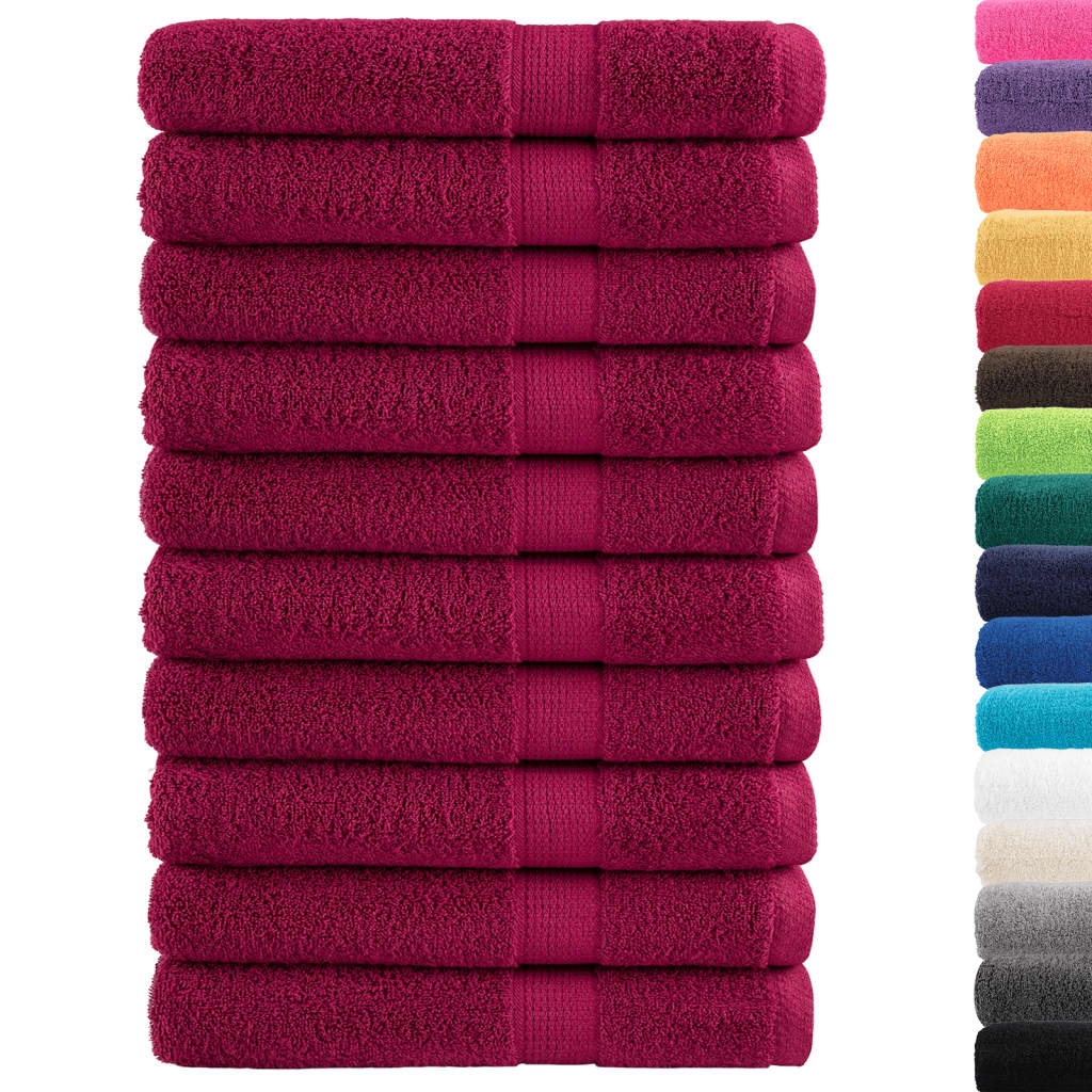 vidaXL Ręczniki premium, SOLUND 10 szt., bordowe, 100x200 cm, 600 g/m²