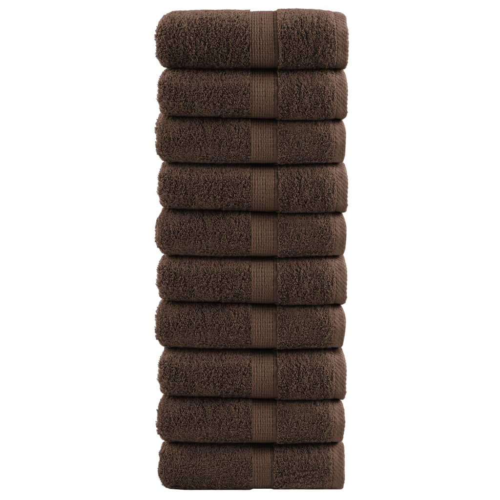 vidaXL Ręczniki myjące Premium, SOLUND 10 szt. Brązowe 30x30cm 600 g/m²