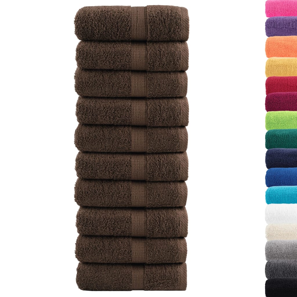 vidaXL Ręczniki myjące Premium, SOLUND 10 szt. Brązowe 30x30cm 600 g/m²