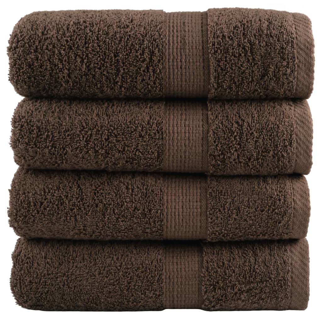vidaXL Ręczniczki premium, SOLUND, 4 szt., brązowe, 30x50 cm, 600 g/m²
