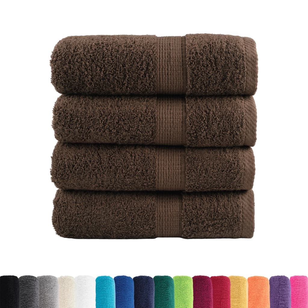 vidaXL Ręczniczki premium, SOLUND, 4 szt., brązowe, 30x50 cm, 600 g/m²
