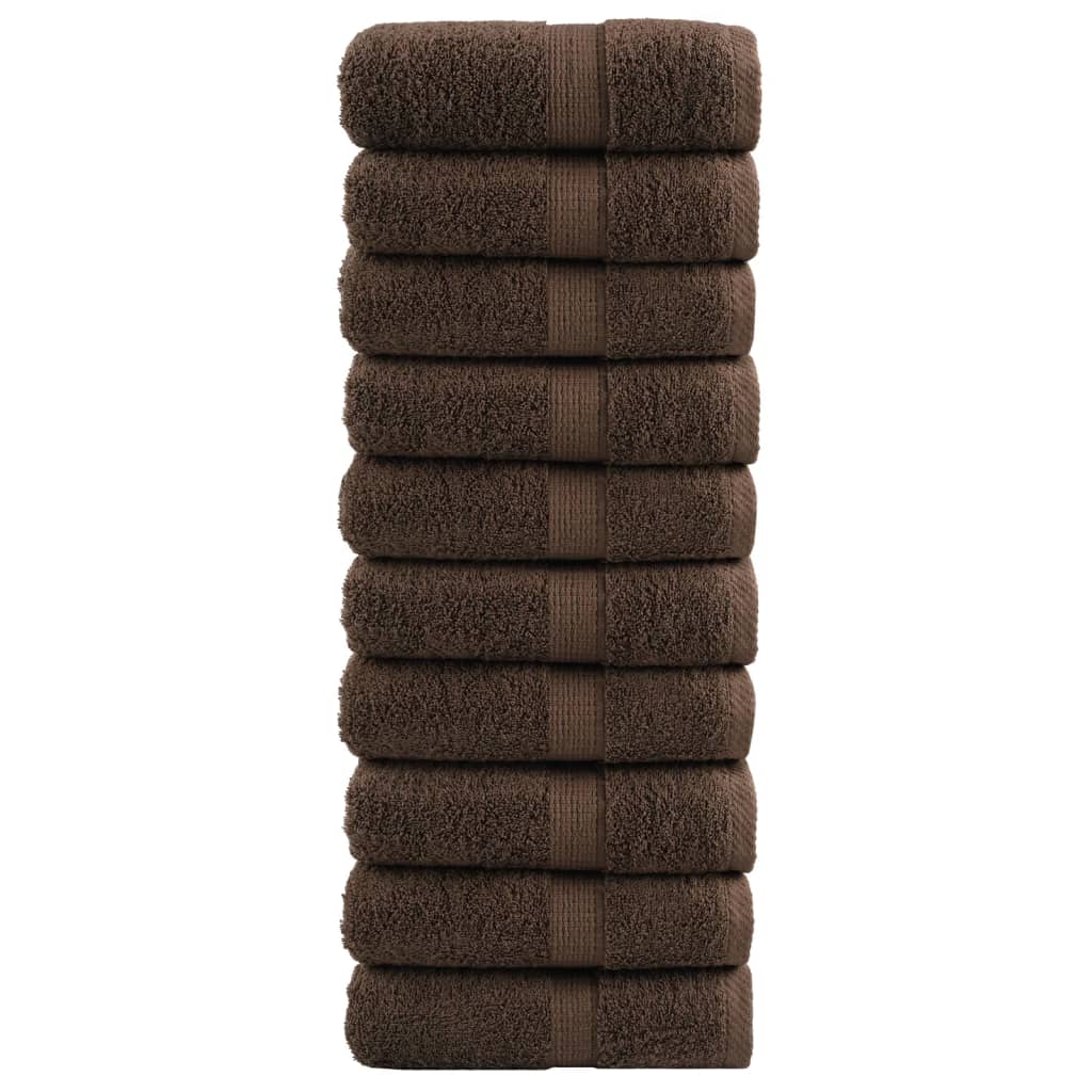 vidaXL Ręczniczki premium, SOLUND, 10 szt., brązowe, 30x50 cm, 600 g/m²