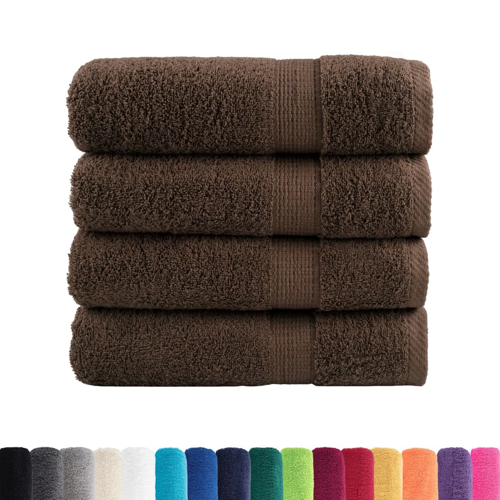 vidaXL Ręczniki premium, SOLUND, 4 szt., brązowe, 50x100 cm, 600 g/m²