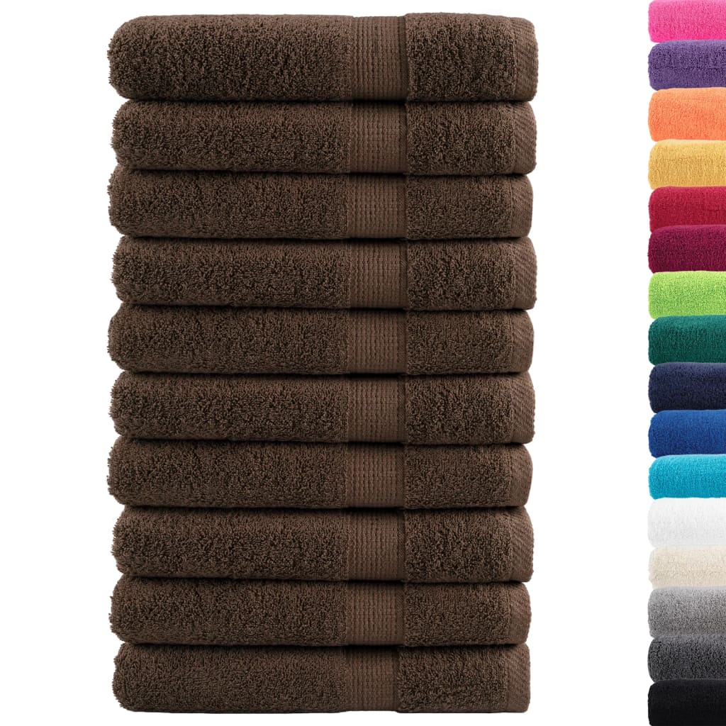 vidaXL Ręczniki premium, SOLUND, 10 szt., brązowe, 80x200 cm, 600 g/m²
