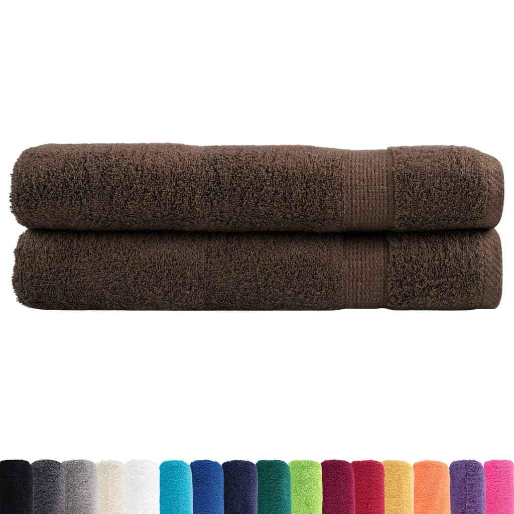 vidaXL Ręczniki premium, SOLUND, 2 szt., brązowe, 100x200 cm, 600 g/m²