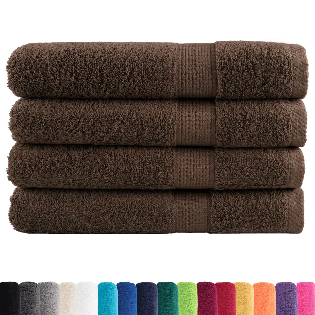 vidaXL Ręczniki premium, SOLUND, 4 szt., brązowe, 100x200 cm, 600 g/m²