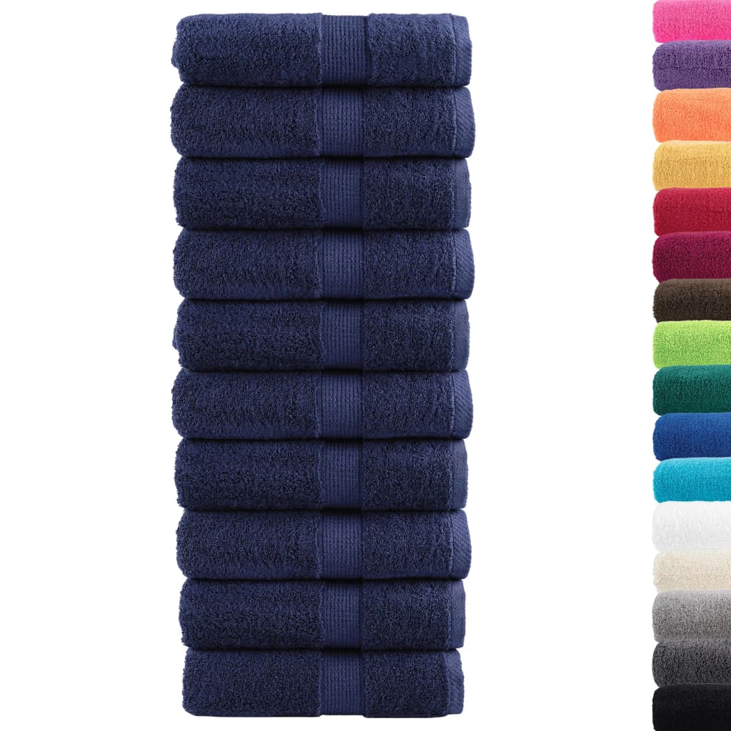 vidaXL Ręczniki myjące premium, SOLUND 10 szt. Granatowe 30x30cm 600 g/m²