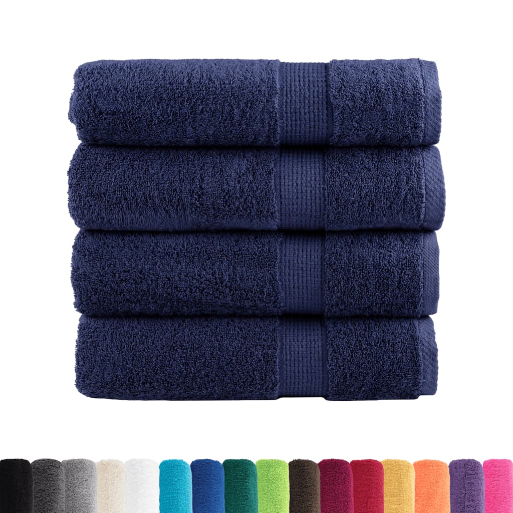 vidaXL Ręczniki premium, SOLUND, 4 szt., granatowe, 100x150 cm, 600 g/m²