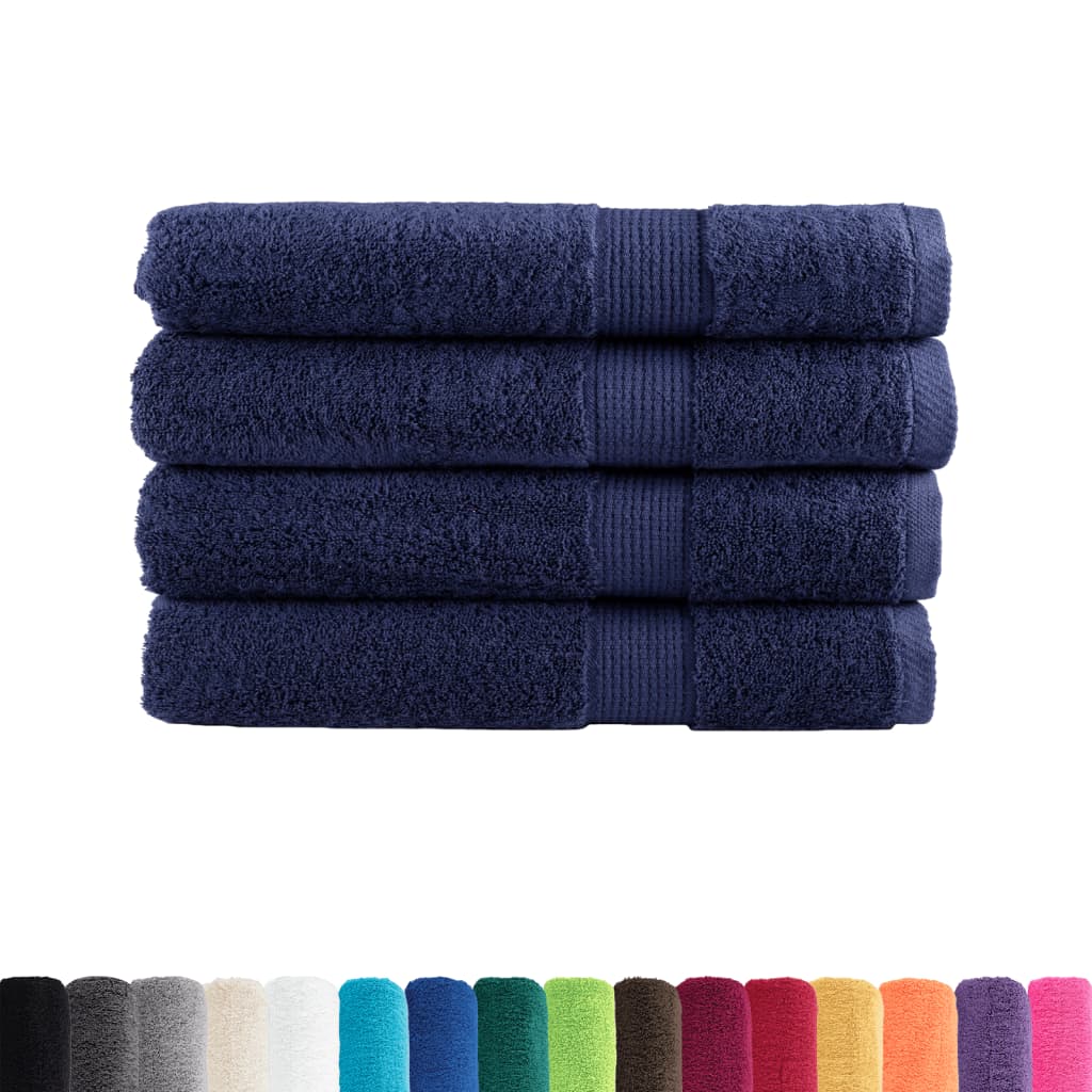 vidaXL Ręczniki premium, SOLUND, 4 szt., granatowe, 100x200 cm, 600 g/m²