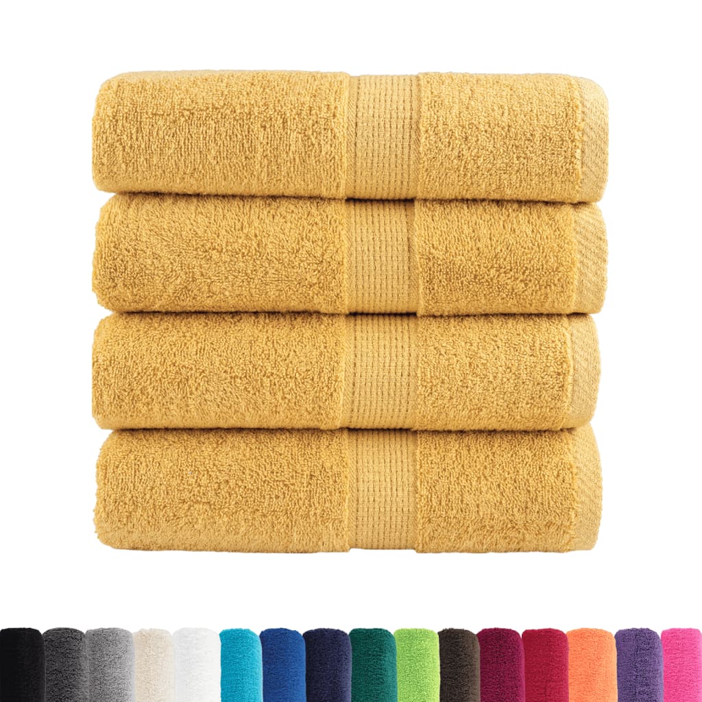 vidaXL Ręczniki toaletowe Premium, SOLUND 4 szt., złote, 30x30 cm, 600 g/m²