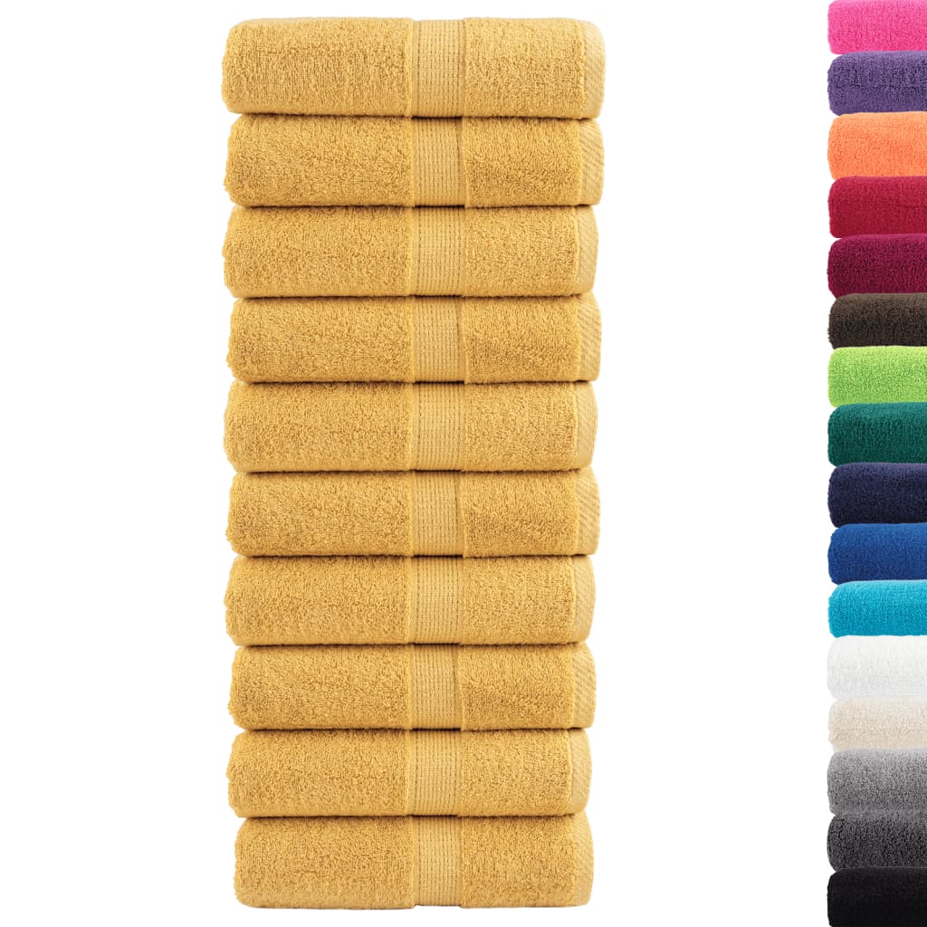 vidaXL Ręczniki toaletowe Premium, SOLUND 10 szt., złote, 30 x 30 cm, 600 g/m²