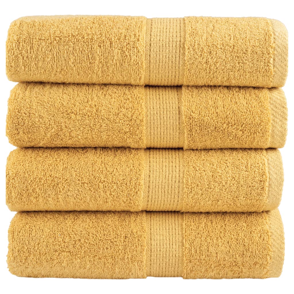 vidaXL Ręczniczki premium, SOLUND, 4 szt., złote, 30x50 cm, 600 g/m²
