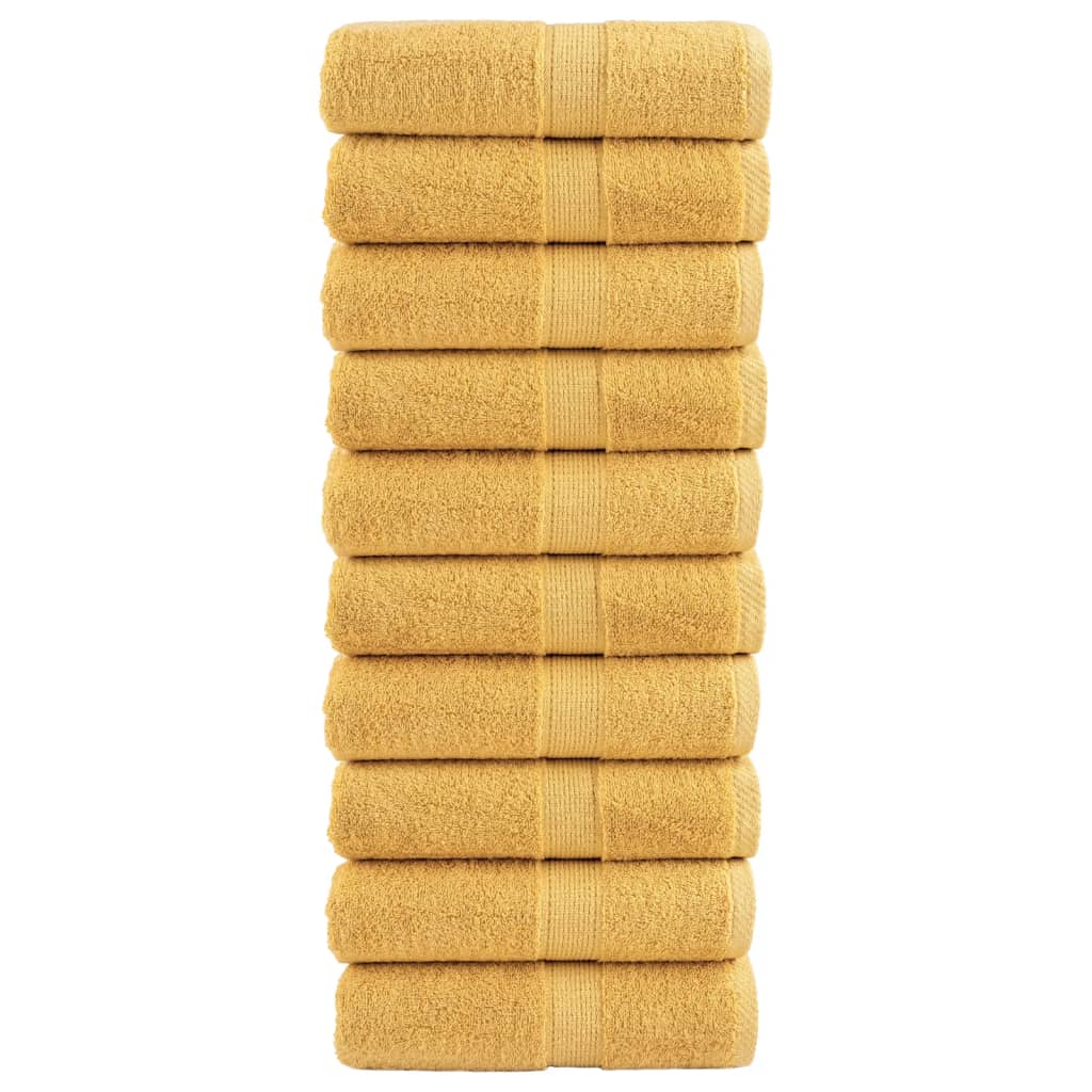 vidaXL Ręczniczki premium, SOLUND, 10 szt., złote, 30x50 cm, 600 g/m²