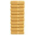 vidaXL Ręczniczki premium, SOLUND, 10 szt., złote, 30x50 cm, 600 g/m²