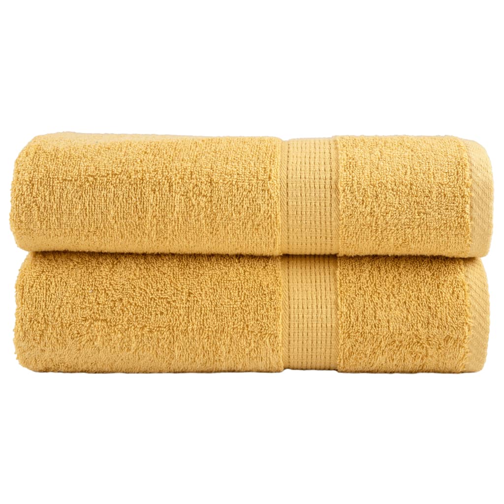 vidaXL Ręczniki premium, SOLUND, 2 szt., złote, 50x100 cm, 600 g/m²